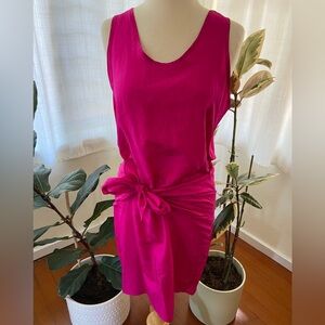 100% Silk fuchsia tie wrap dress